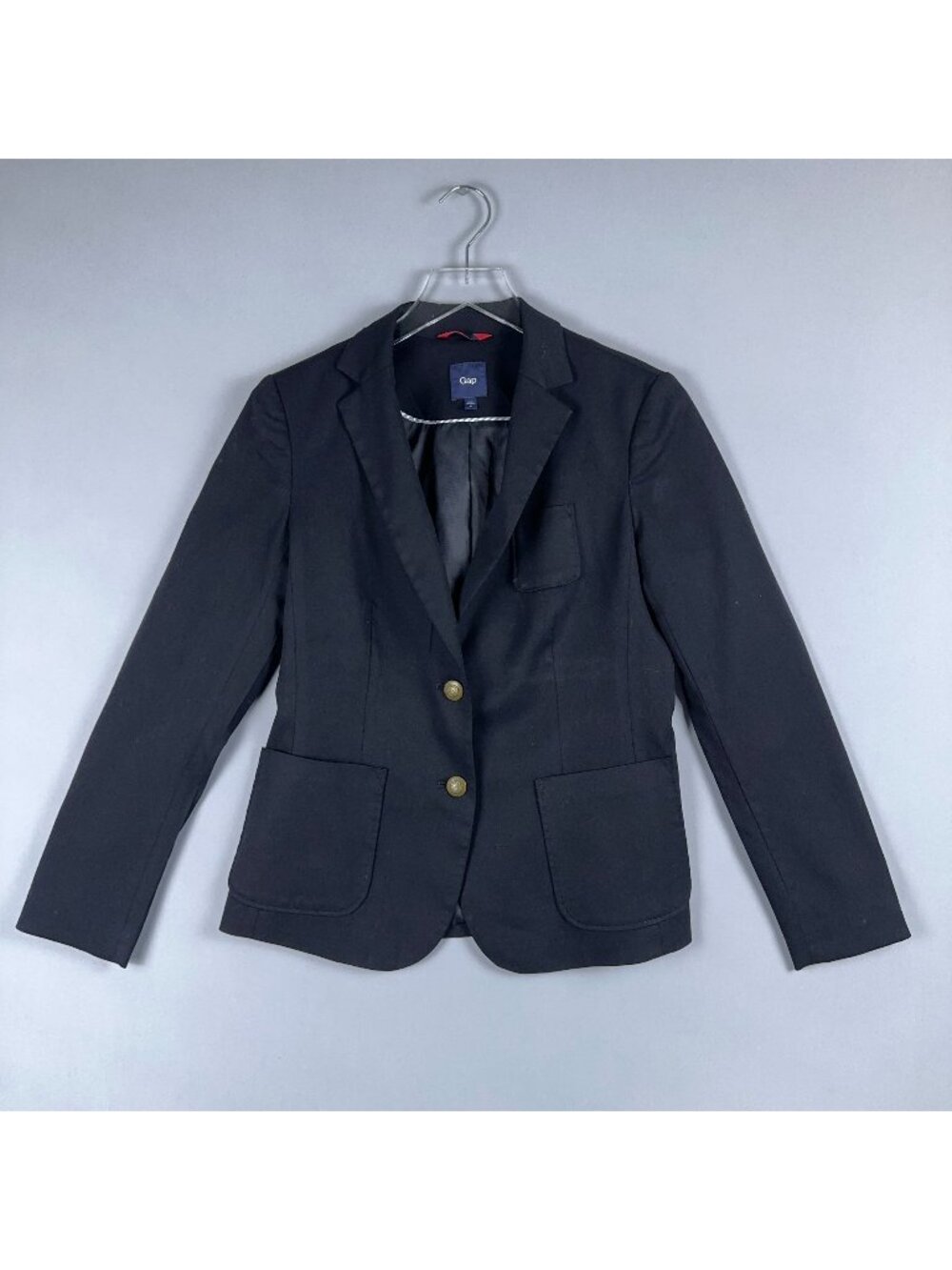 Gap Blazer Coat Womens Size 4 Fornt Two-Button Fully Lined Long Sleeves Black